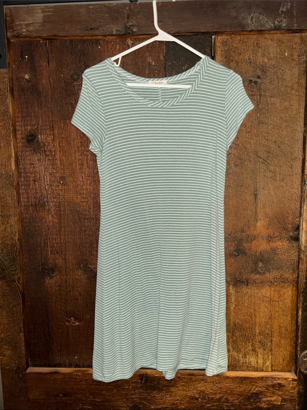 Olivia Rae Mint Green and White Striped Short Sleeve Dress
